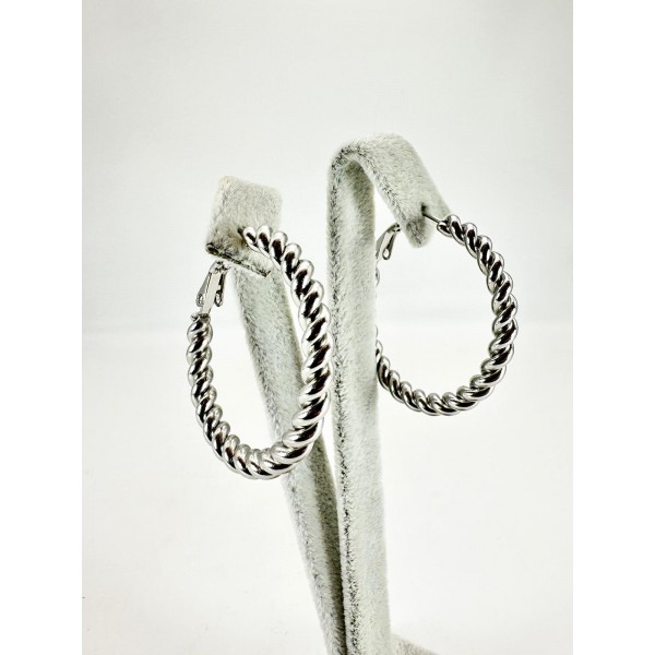 Gümüş Burgulu Halka Küpe